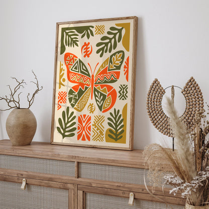 Boho Ethnic Butterfly Art Poster