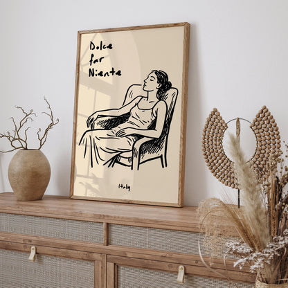 Dolce Far Niente Italy Poster - Sleeping Woman Wall Art Print