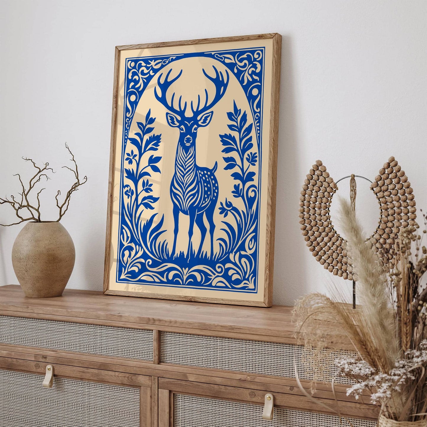 Blue Victorian Reindeer Animal Poster