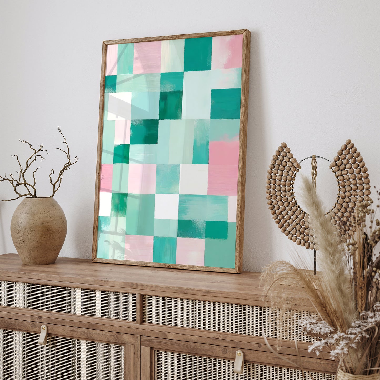 Pastel Dreams - Abstract Checkered Art Print