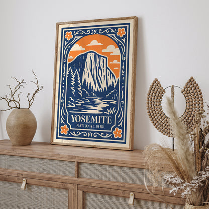 Yosemite National Park Blue Travel Poster
