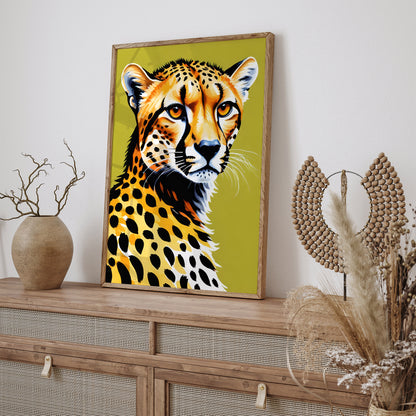 Wild Cheetah Green Background Poster