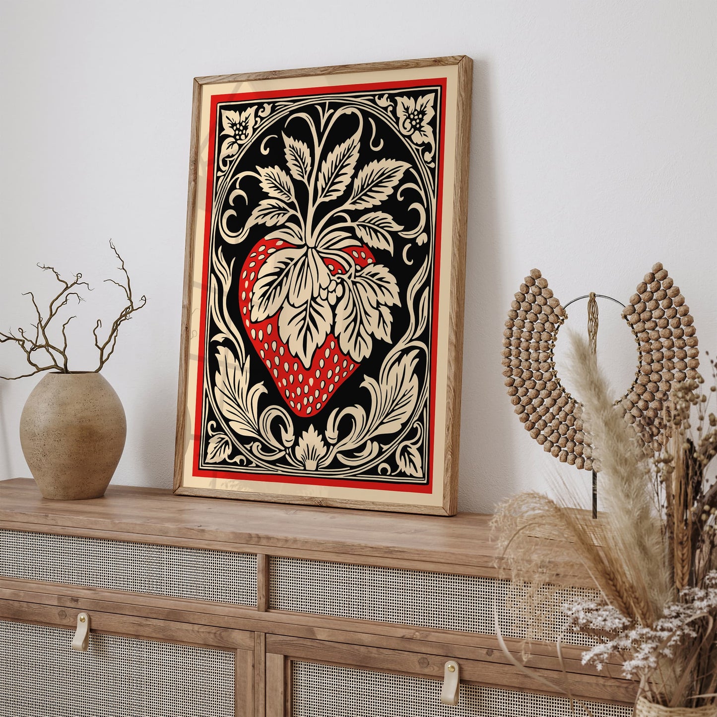 Big Red Strawberry in Rococo Style Poster