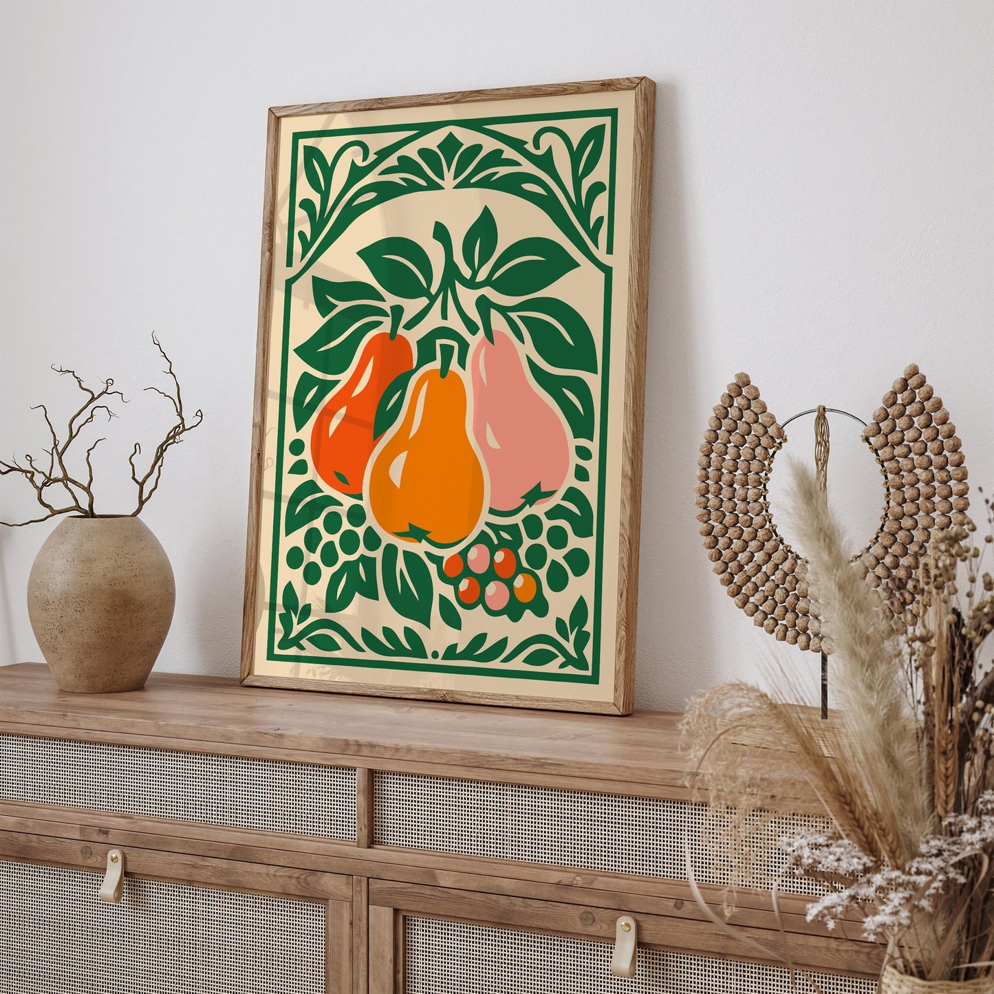 Retro Pear Poster – Colorful Fruit Wall Art