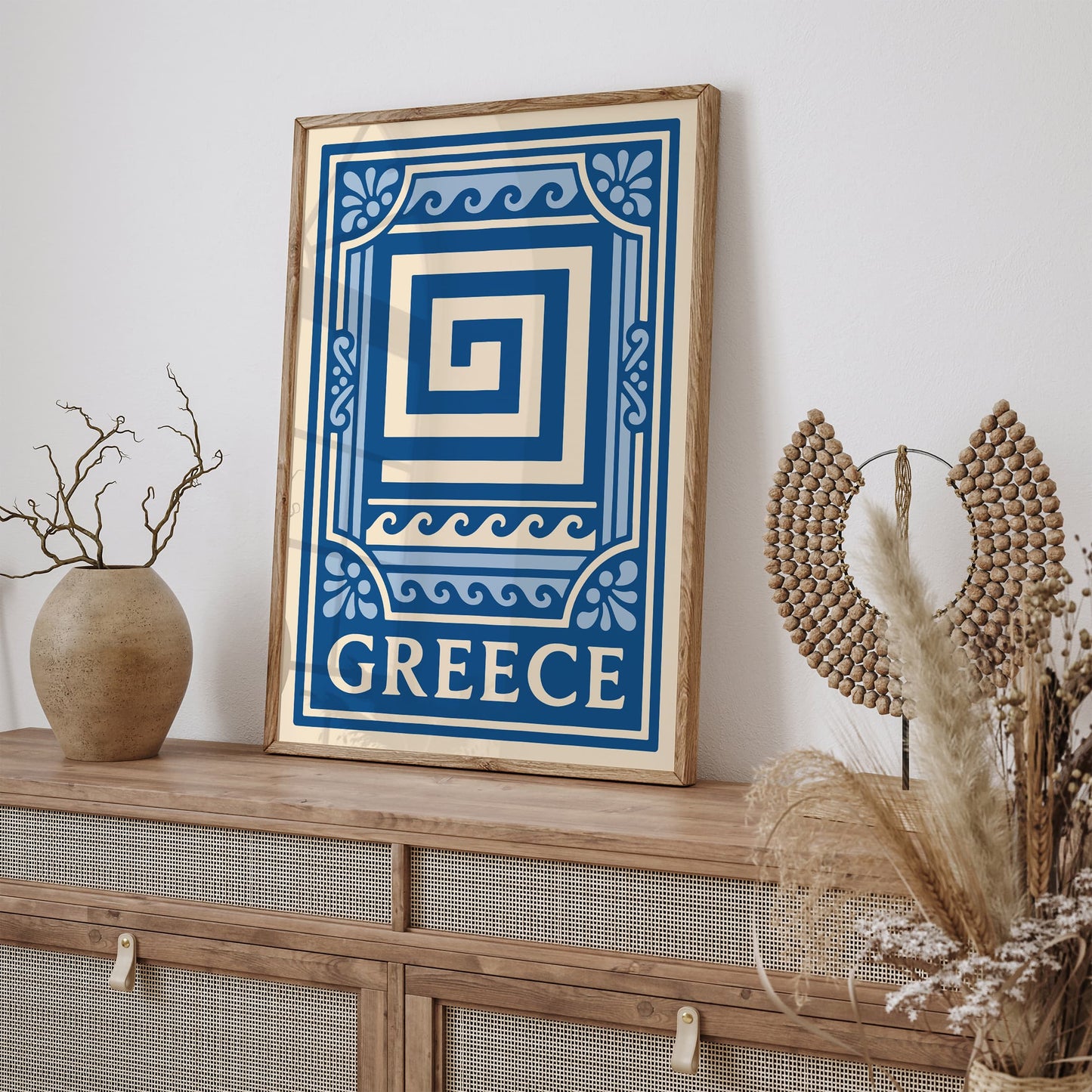 Greece Blue Travel Poster Wall Art