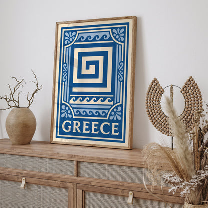 Greece Blue Travel Poster Wall Art