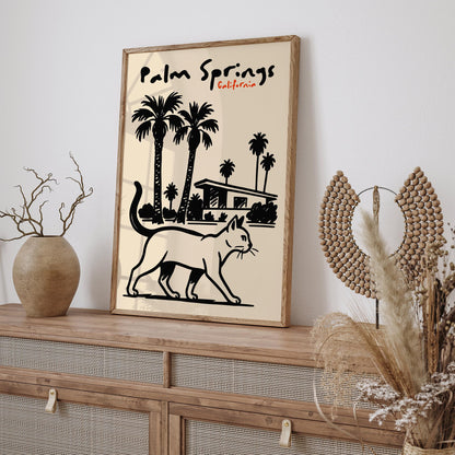 Palm Springs California Poster - Black Ink Style Wall Art