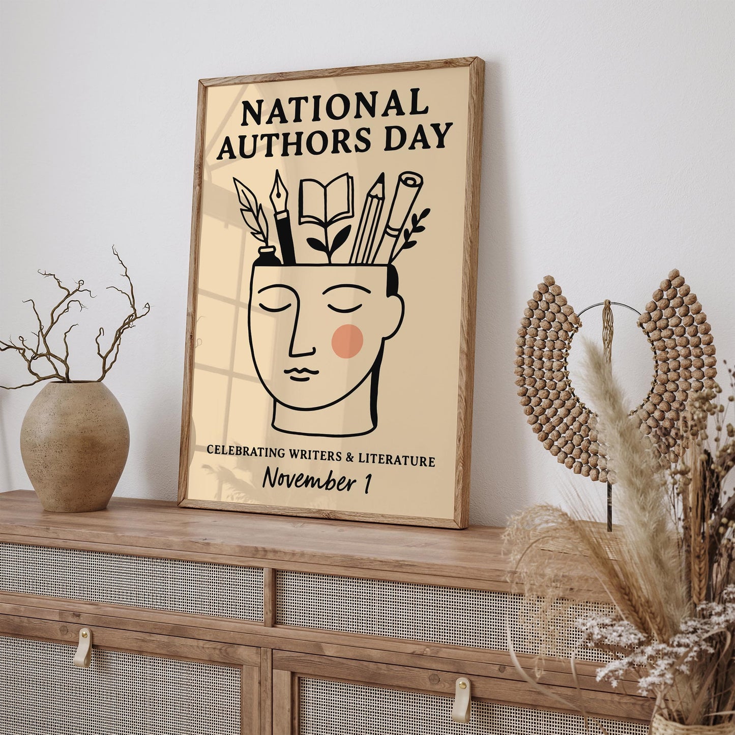 National Authors Day Poster, Literary Art Print