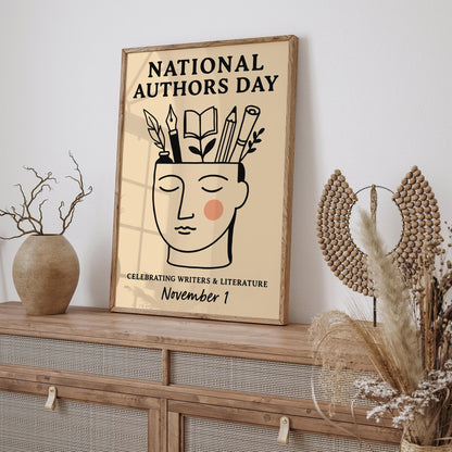 National Authors Day Poster, Literary Art Print