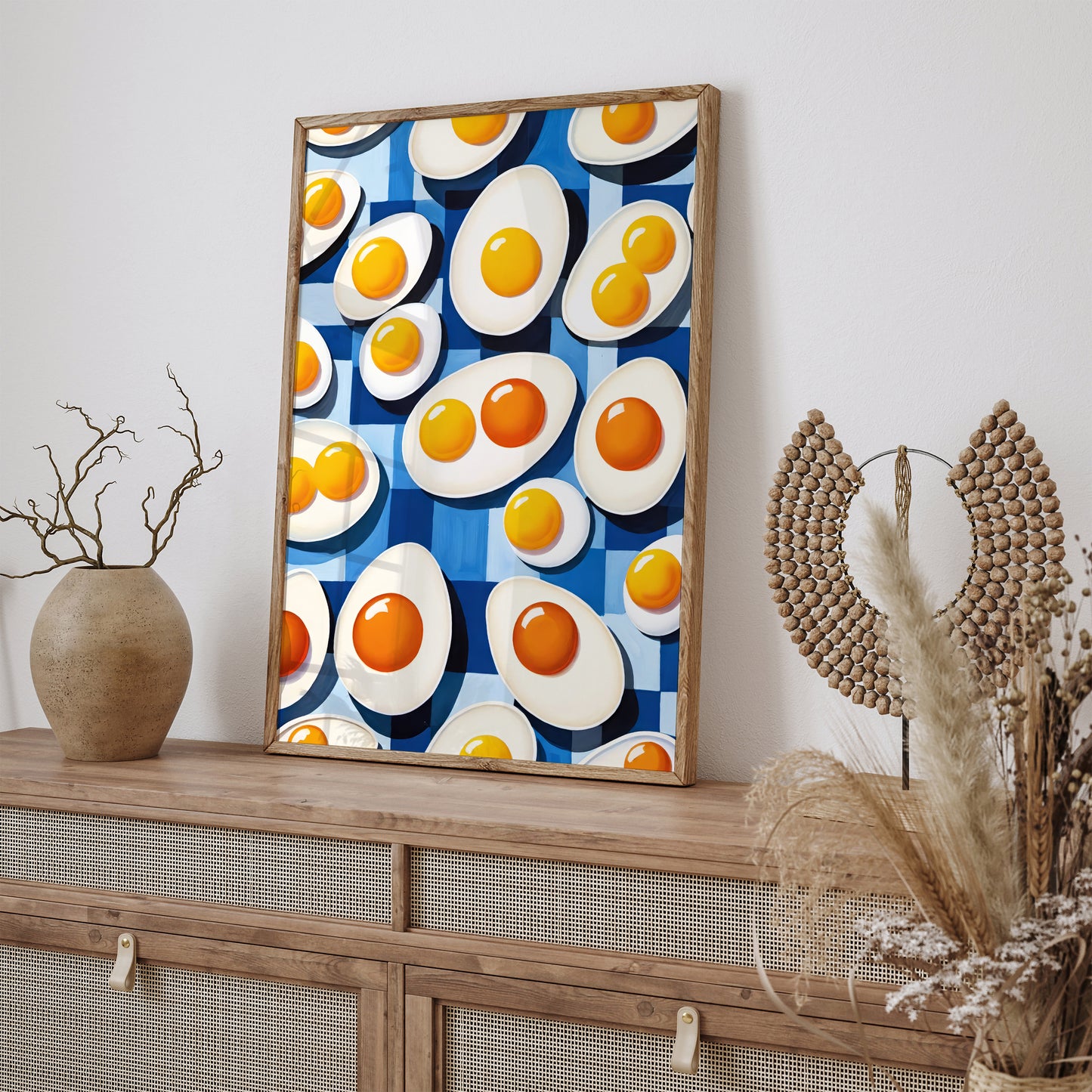 Modern Eggs Pattern Blue Art Print