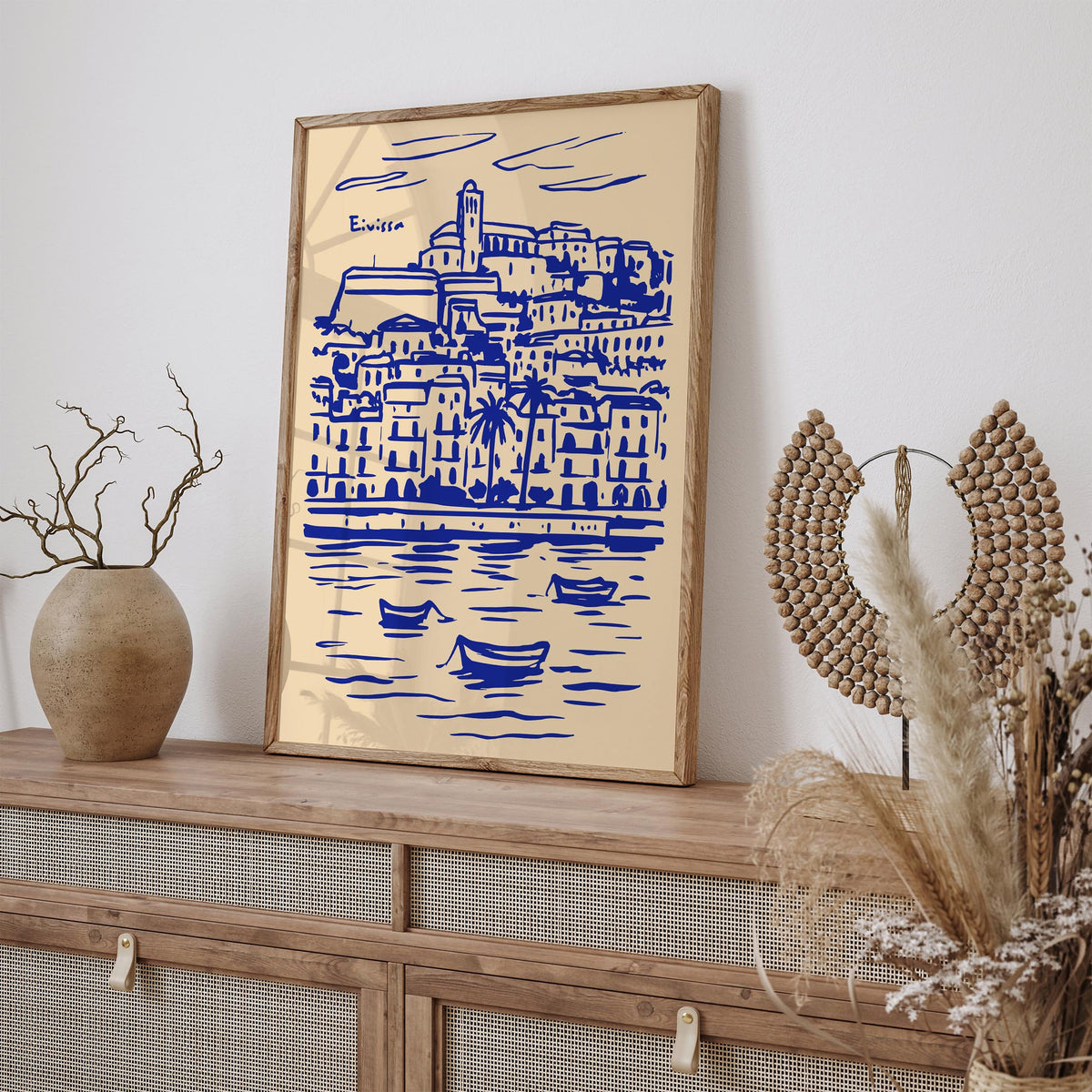 Ibiza Spain Blue Cityscape Travel Poster