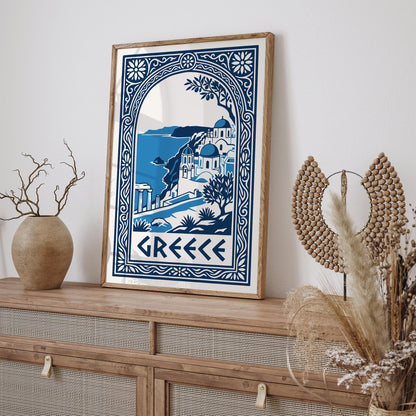 Greek Island Cityscape Poster