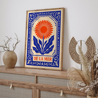 De La Mer Flowers Art Print - Nautical Bohemian Home Decor