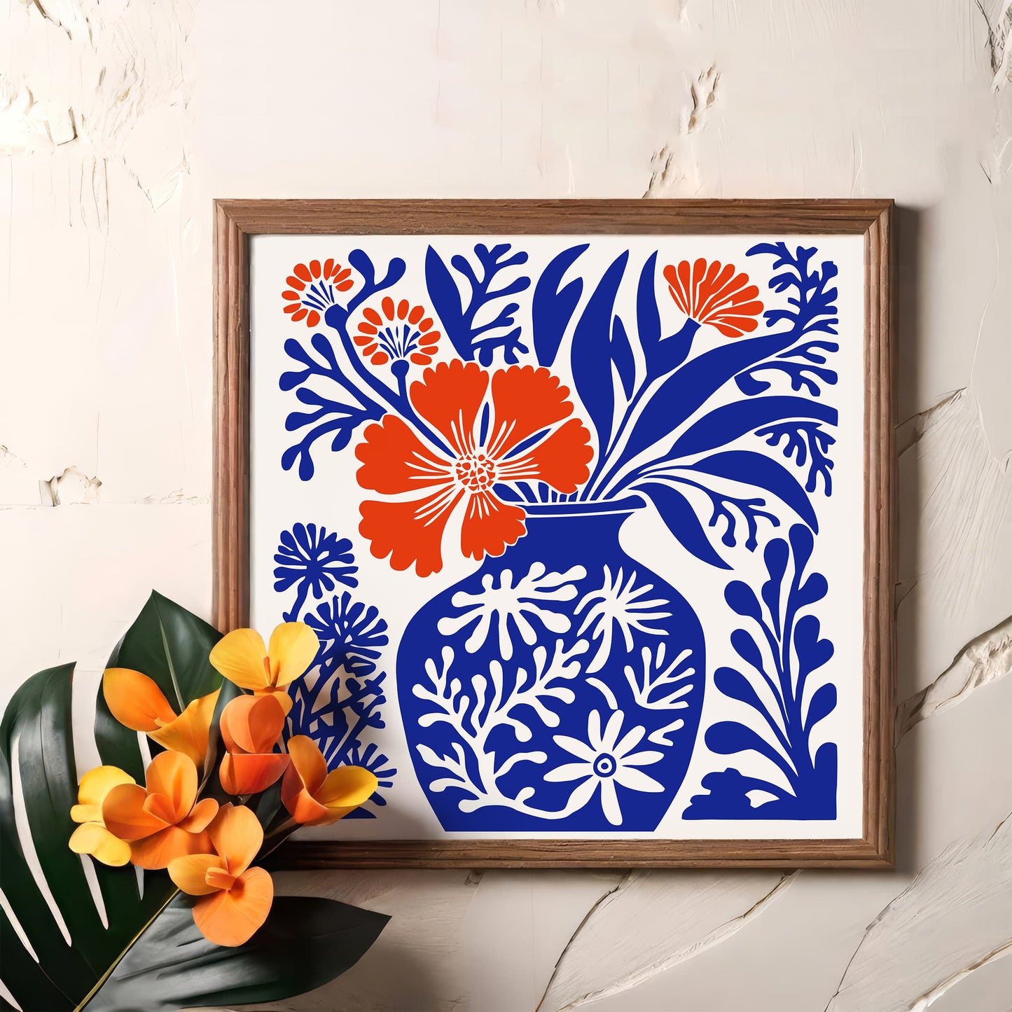 Blue Cut Outs Floral Square Print