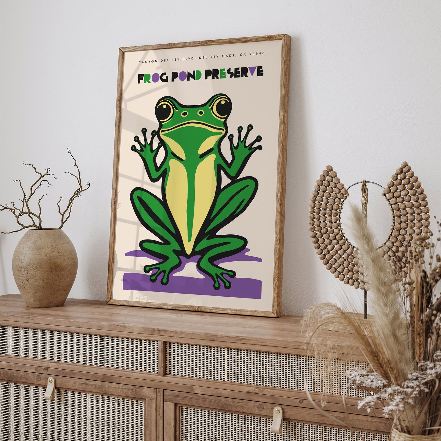 Retro Frog Pond Nature Poster