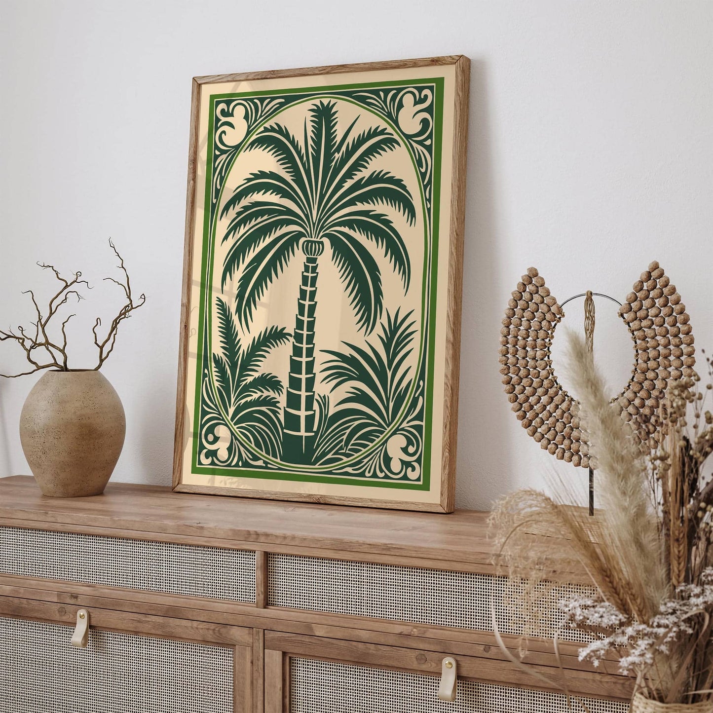 Green Palm Tree Rococo Style Wall Art