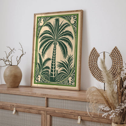Green Palm Tree Rococo Style Wall Art