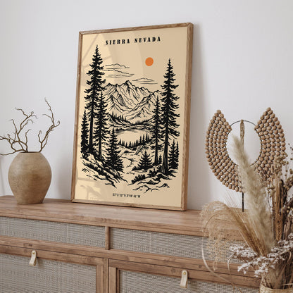 Sierra Nevada Spain Travel Poster – Vintage Andalusia Art