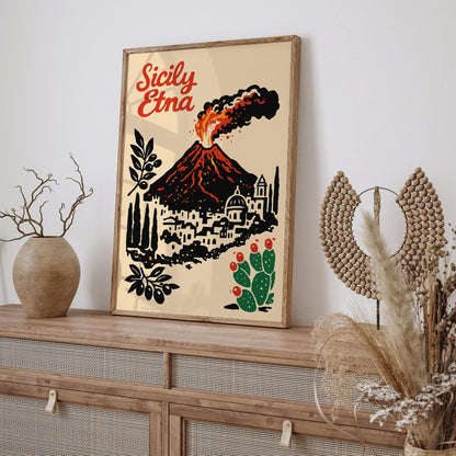 Etna Sicily Travel Poster