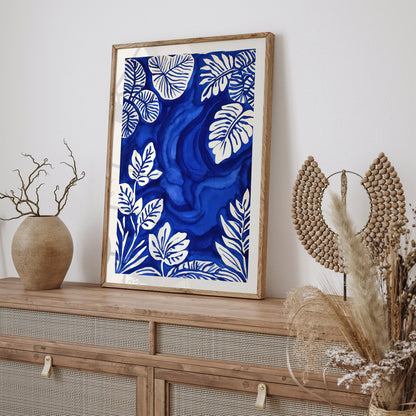 Indigo Blue Nature Wall Art - Japanese Art Print