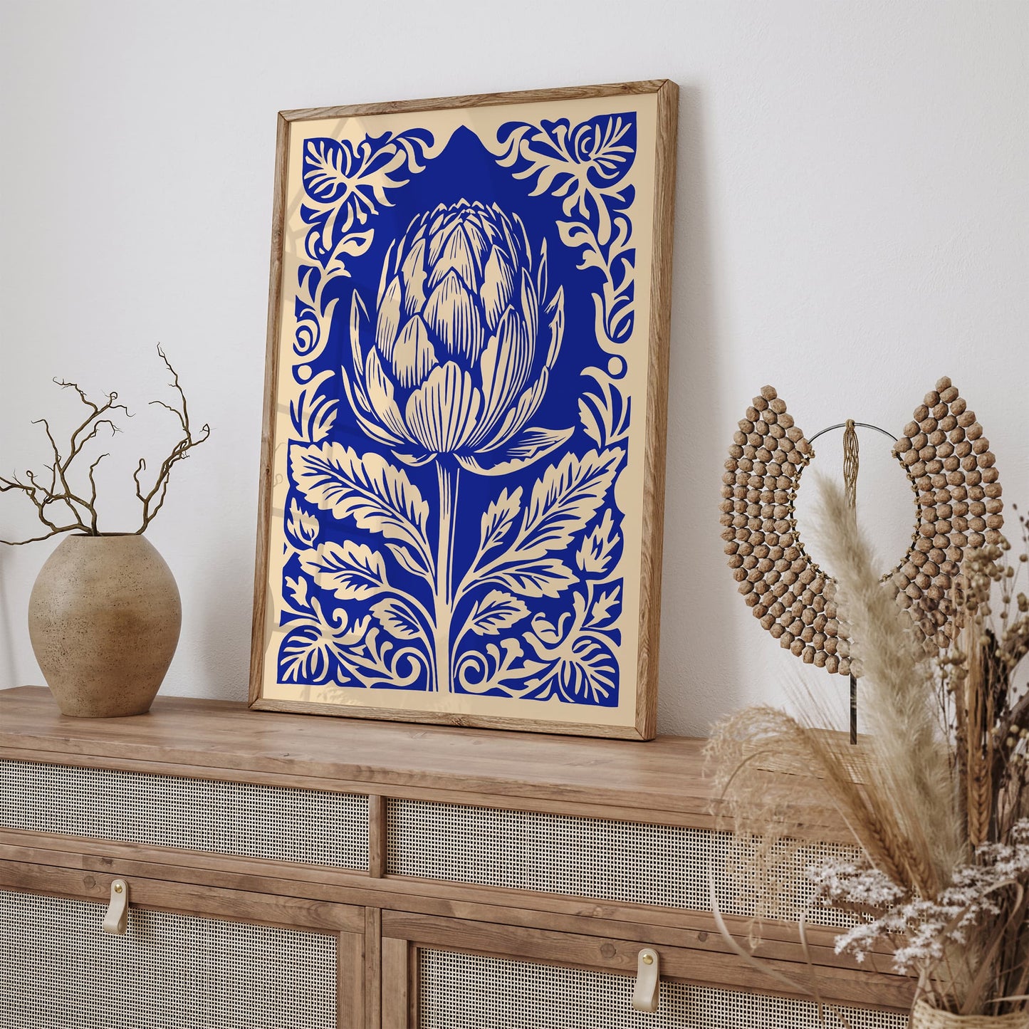 Blue Artichoke Poster - Rococo Style Wall Art