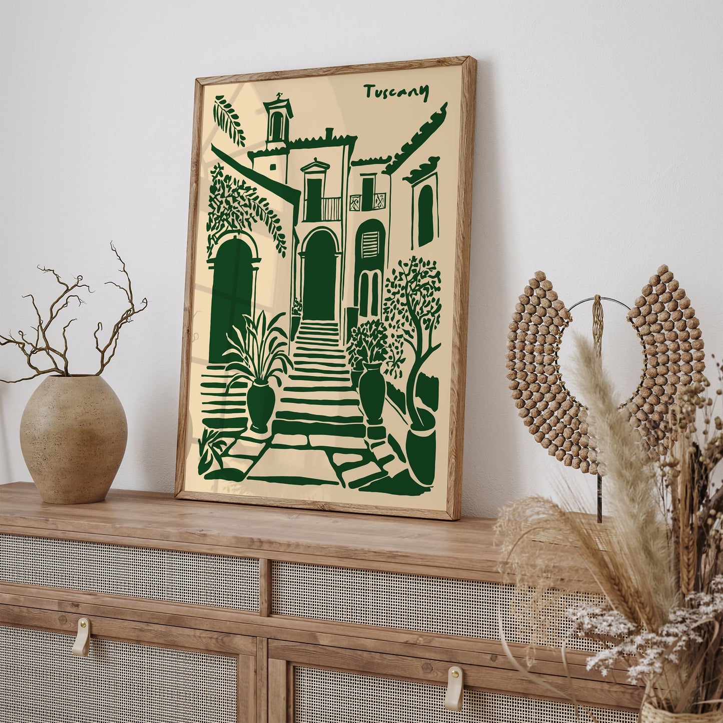 Tuscany Architecture Green Eclectic Art Print