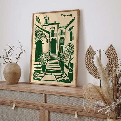 Tuscany Architecture Green Eclectic Art Print