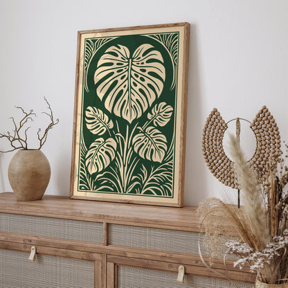 Vintage Monstera Leaf Poster