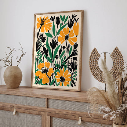 Green and Yellow Botanical Meadow Floral Poster
