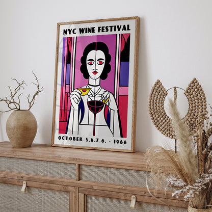 NYC Wine Festival Art Deco Poster