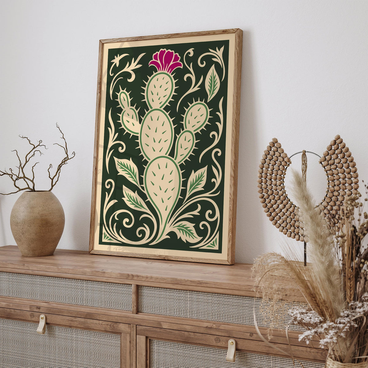 Green Abstract Cactus Poster