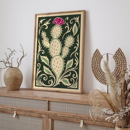 Green Abstract Cactus Poster