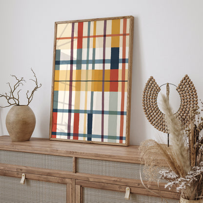 Colorful Tartan Art Print - Abstract Farmhouse Wall Art