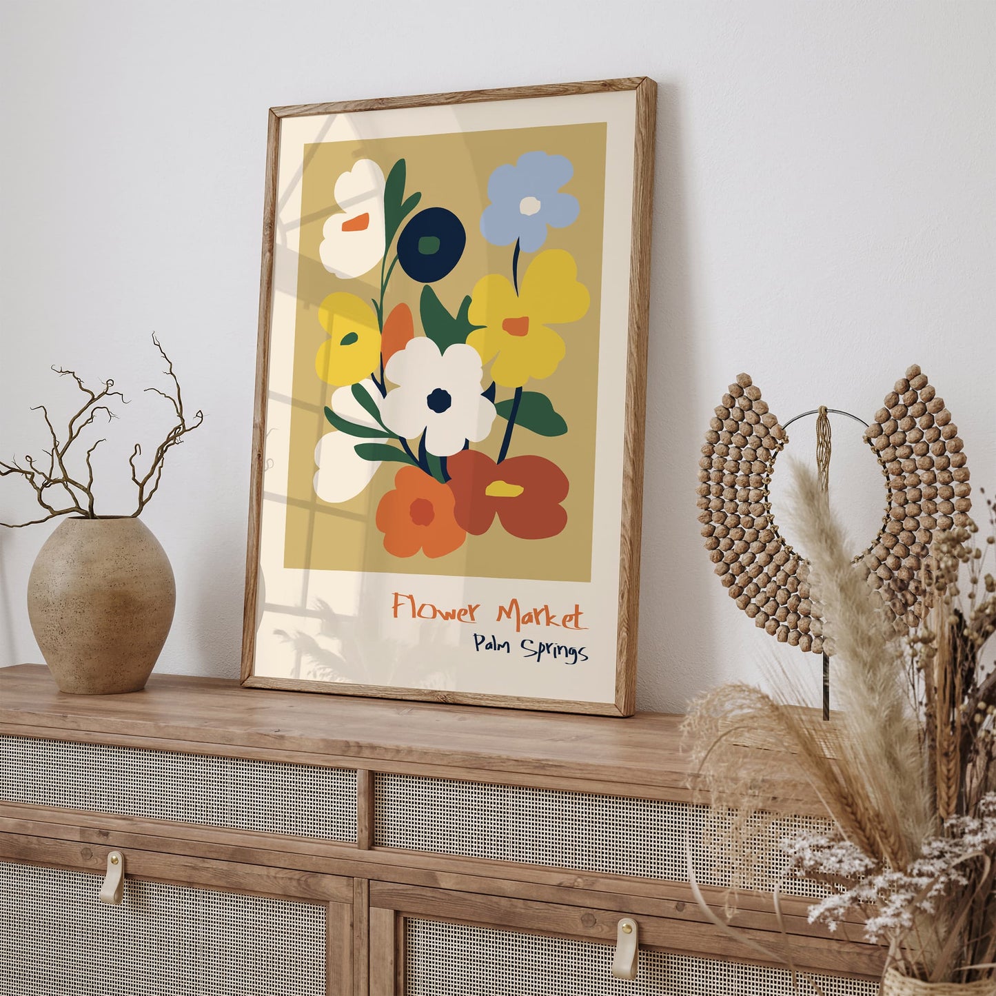 Palm Springs Flower Market Poster - Retro 60s Wall Art