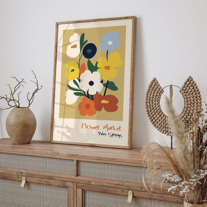 Palm Springs Flower Market Poster - Retro 60s Wall Art