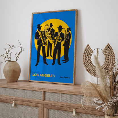 Los Angeles Jazz Festival Blue Music Poster