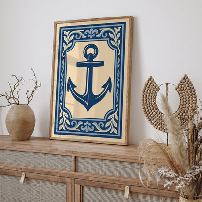Anchor Art Print - Nautical Rococo Style Poster
