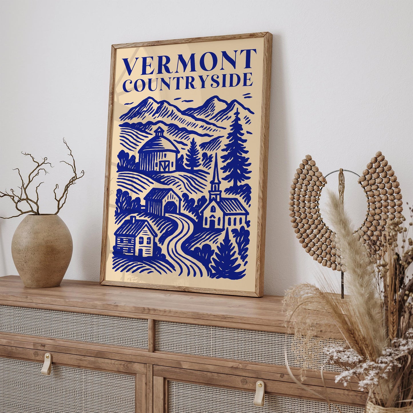 Vermont Countryside Blue Travel Poster