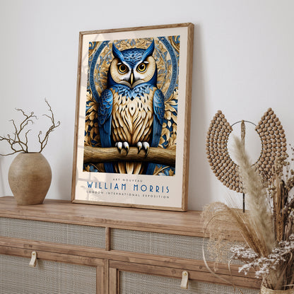 William Morris Owl Poster: Art Nouveau Botanical