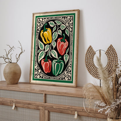 Paprika Kitchen Print - Colorful Vegetable Art