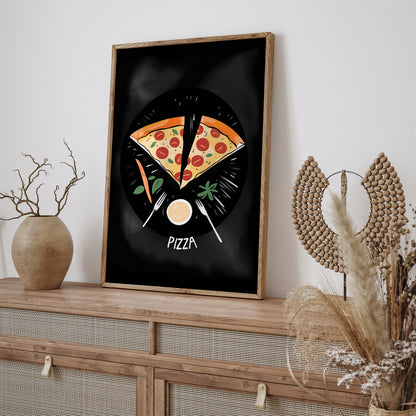 Pizza Kitchen Black Wall Art