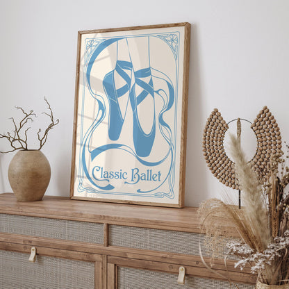 Blue Pointe Shoes Ballet Poster