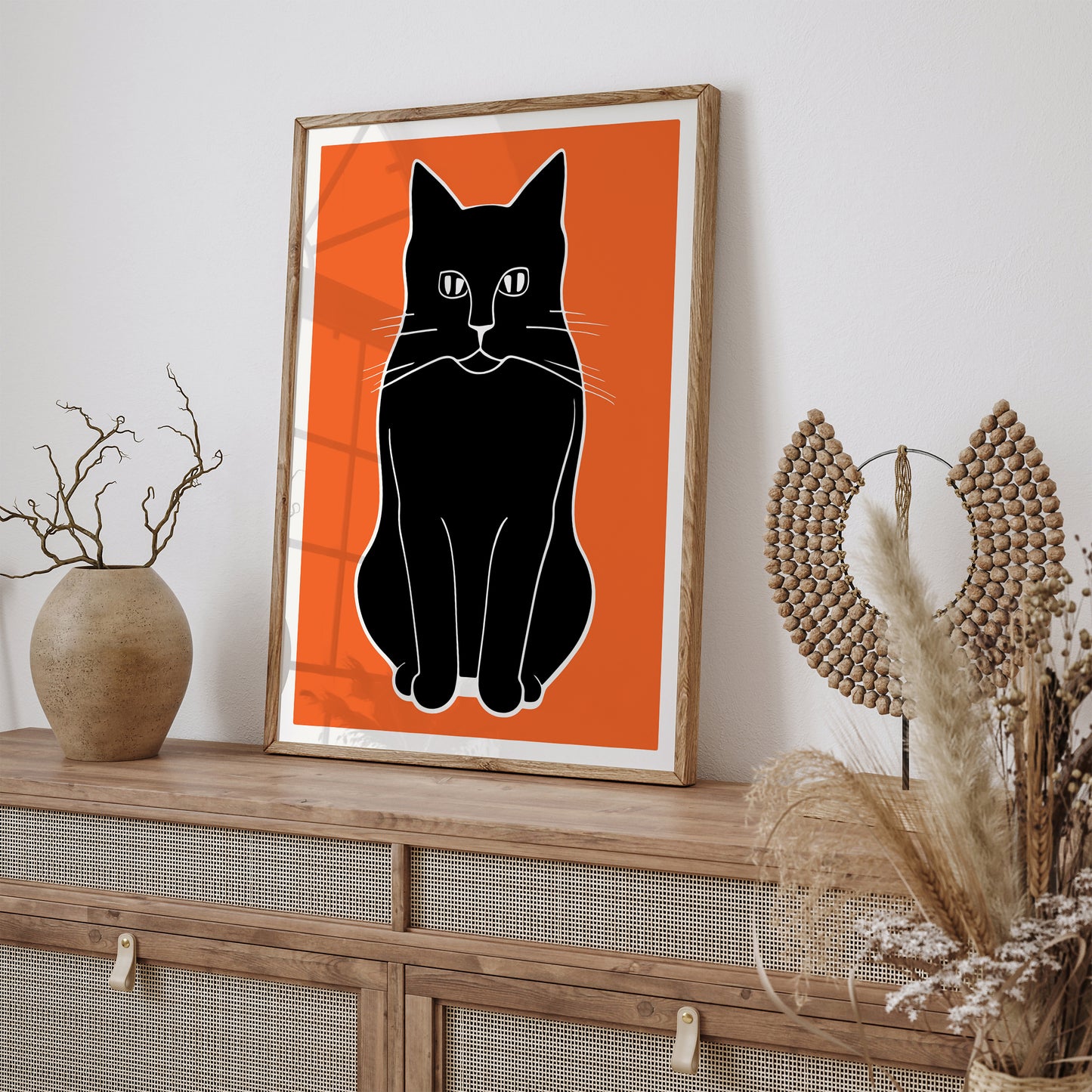 Black Moody Cat Art Print