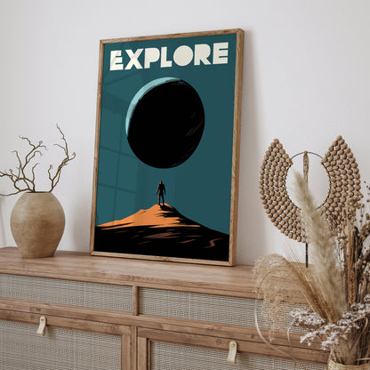 EXPLORE - Minimal Space Travel Poster