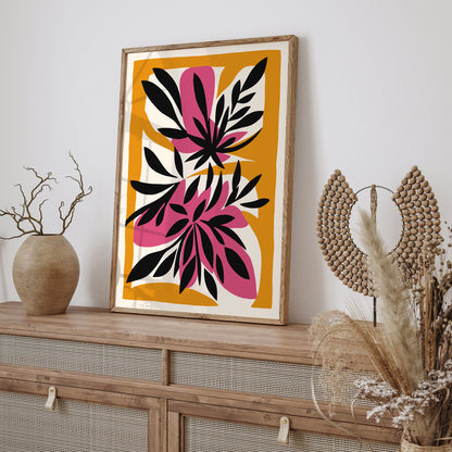 Pink Yellow Paper Nature Wall Art Print