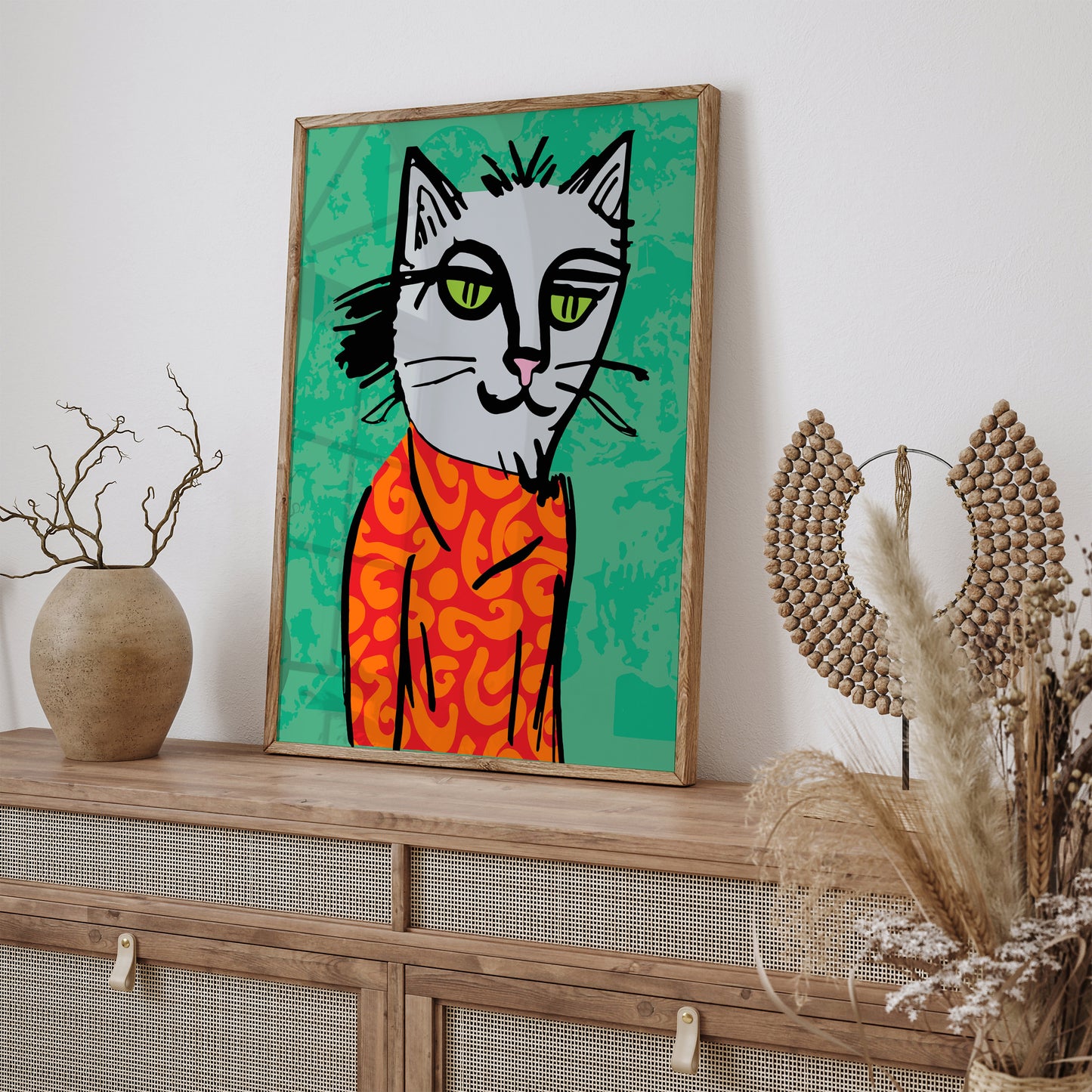 Artistic Quirky Cat Wall Art