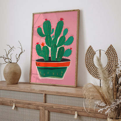 Cute Cactus Plant Pink Poster