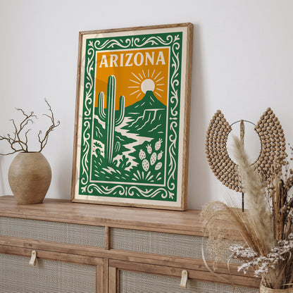 Arizona Green Travel Poster – Vintage Travel Art