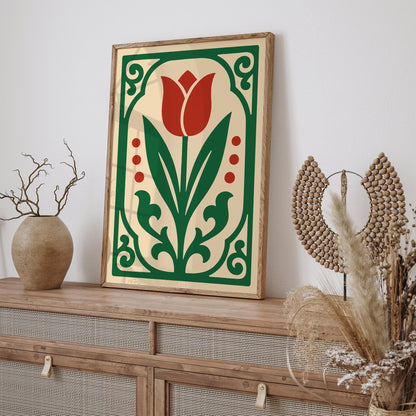 Red Tulip Flower Poster