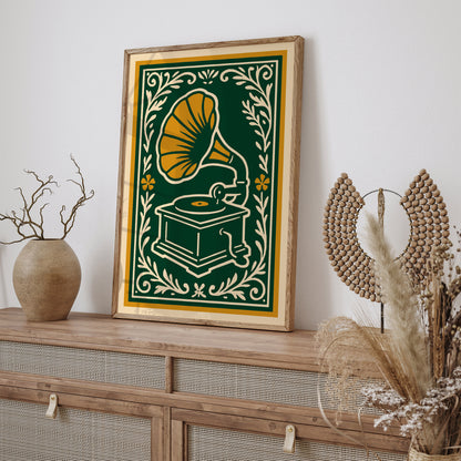 Vintage Gramophone Wall Art Print